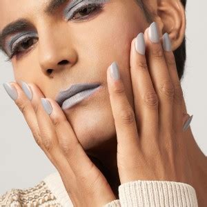 Lick - Press on Nails 12 Pcs Grey Oval Shape Artificial Reusable ...