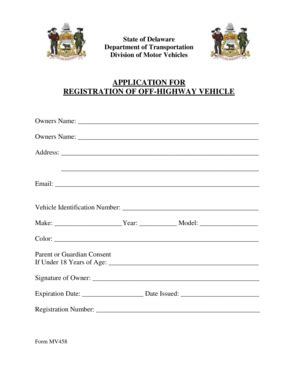 Delaware Application Highway Vehicle - Fill Online, Printable, Fillable ...