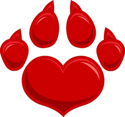 Love Paw Print Logo Design plat Raster Illustration isolé sur fond ...