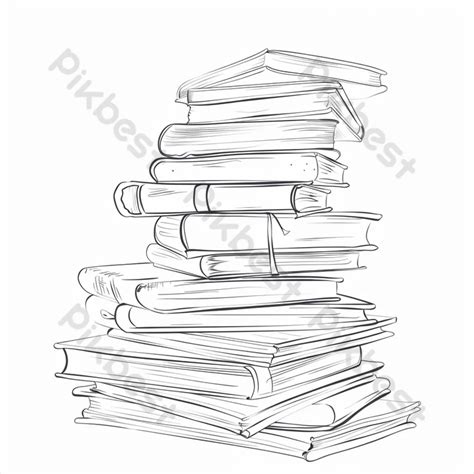 Sketch Of Stack Of Books