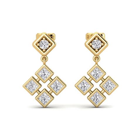 Order Women's Earring Palestra in Round cut 0.06 Carat 14ct Yellow Gold ...