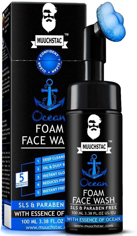 MUUCHSTAC Ocean Foam for Men - Inbuilt Brush Men All Skin Types Face ...