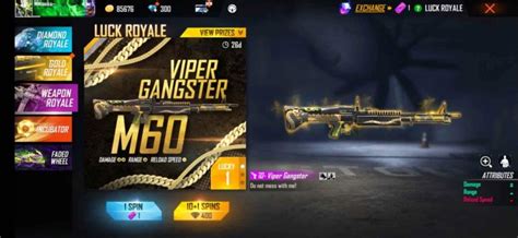 New Weapon Royale In Free Fire: Get The M60 Viper Gangster Skin Now!!