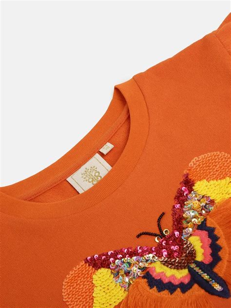 Girls Orange Sweatshirt with Butterfly Embroidery – BYB PREMIUM