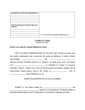 Warranty Deed Oklahoma - Fill and Sign Printable Template Online