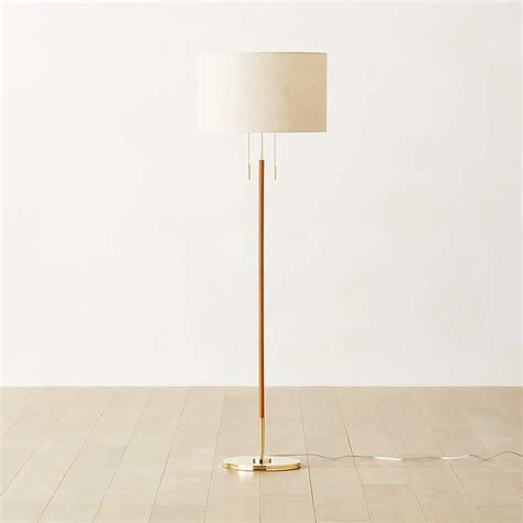 Bruna Walnut Wood and Linen Modern Floor Lamp | CB2 Canada