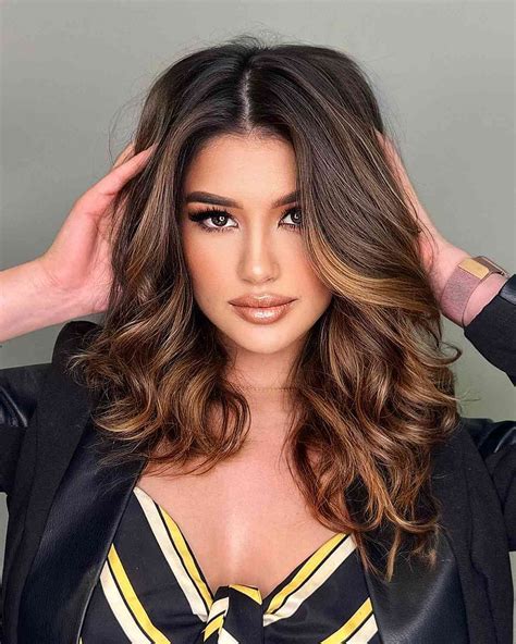 Caramel Highlights On Chocolate Brown Hair