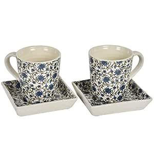 Buy Homes by Kikkli Stoneware Ceramic Mugs & Platter Microwave Safe ...