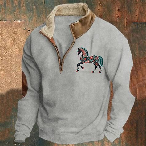 Men's Sweatshirt Quarter Zip Sweatshirt Black Navy Blue Brown Gray Half ...