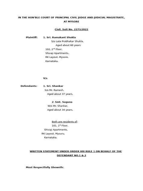 Image result for Written Statement Example CPC