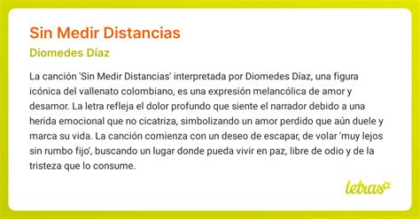 Significado de la canción SIN MEDIR DISTANCIAS ( Diomedes Díaz ...