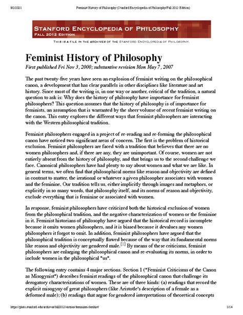 Feminist History of Philosophy - This is a file in the archives of the ...