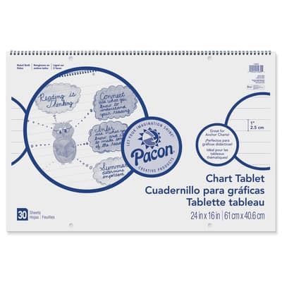 Pacon® White 1" Ruled Chart Tablet, 24" x 16", 30 Sheets Per Chart, 3 ...