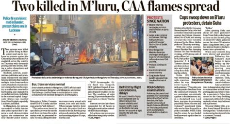 Protests against CAA intensify across country: How Indian newspapers ...