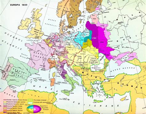 Historical map of Europe at 1800, Poland and Moldavia partitions