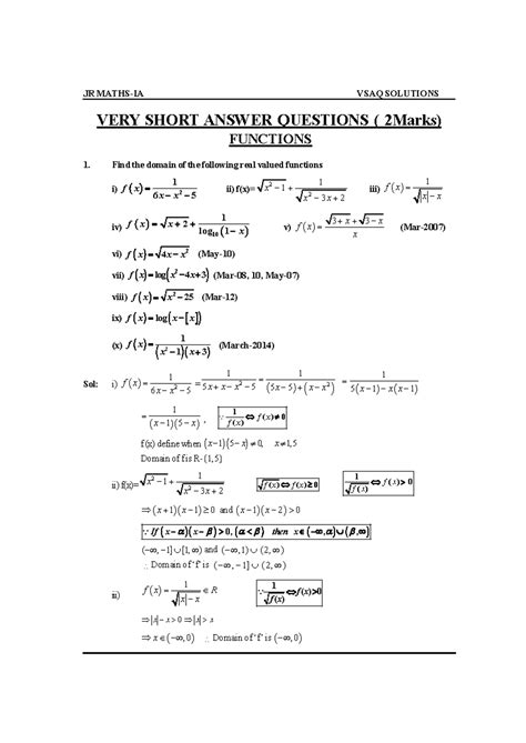 1A VSAQs - Hi maths imp questions - VERY SHORT ANSWER QUESTIONS ...