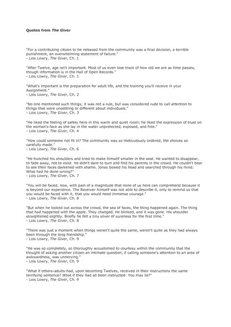 Quotes About The Giver Release. QuotesGram