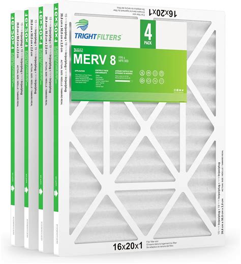 Amazon.com: TRIGHTFILTERS 16x20x1 Air Filter 4 Pack, MERV 8 Pleated ...