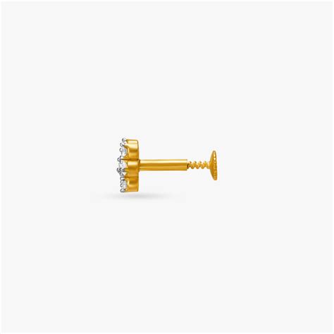 Petite Floral Gold and Diamond Nose Pin