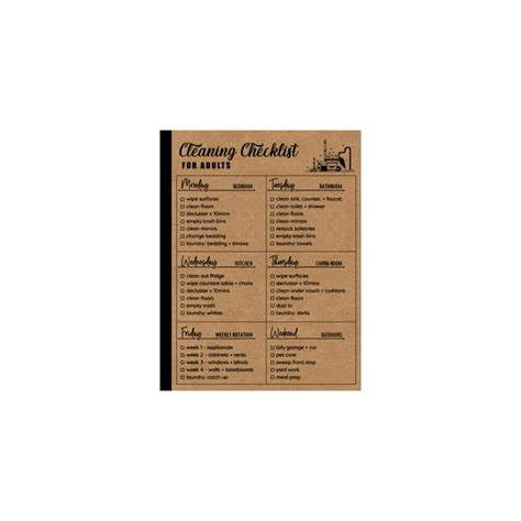 Cleaning Schedule and Checklist for Adults: Daily | Ubuy India