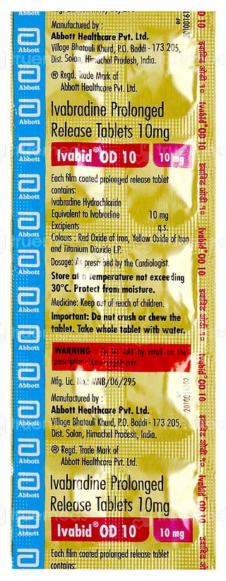 Ivabid Od 10 Mg Tablet 10 - Uses, Side Effects, Dosage, Price | Truemeds