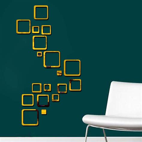 Great collection - Square Golden 4 Set Decorative Mirror Stickers for ...
