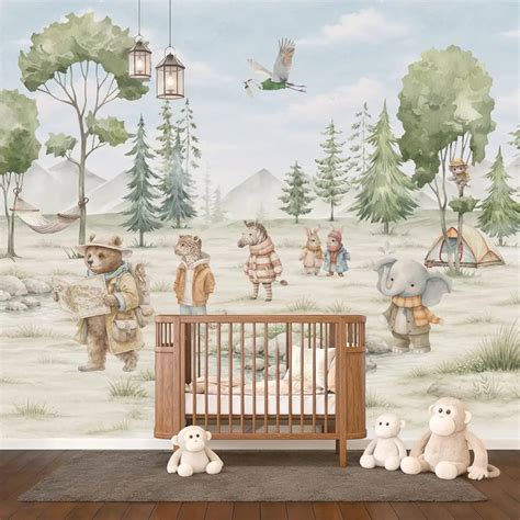 Animals Jungle Camp Kids Wallpaper | Life n Colors