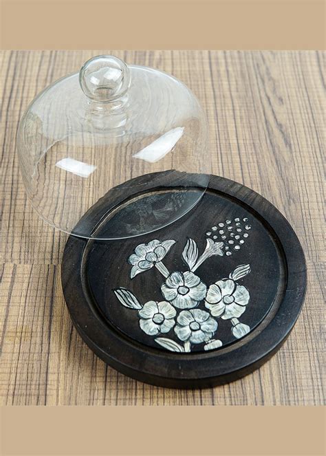 Get Handpainted Brown Wooden Dessert Cloche - Small at ₹ 1099 | LBB Shop