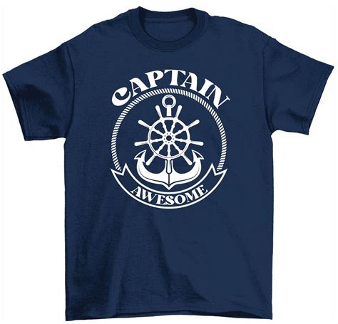 Captain Awesome T-Shirt Nautical Anchor Boating Dad Gift Men's Tee - Walmart.com