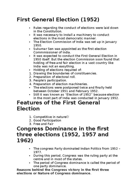 CH-2 ERA OF ONE Party Dominence - First General Election (1952) Rules ...