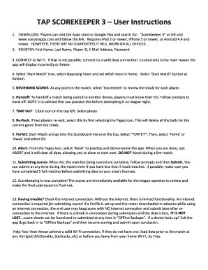 Fillable Online TAP SCOREKEEPER 3 User Instructions Fax Email Print ...