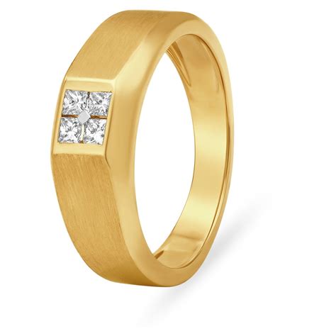 Timeless 18 Karat Yellow Gold And Diamond Square Finger Ring