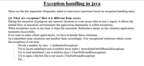 Image result for Exception Interview Questions in Java Javatpoint
