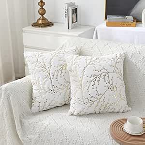 Buy HOKIPO Faux Fur 18x18 Inch Pillow Cover Set of 2, White (AR-4532 ...