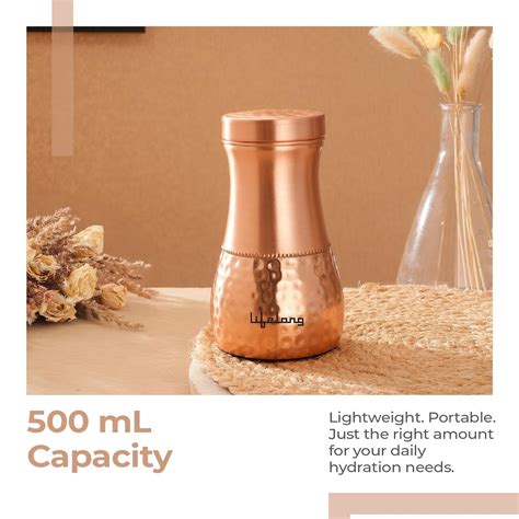 Lifelong Premium Pure Copper -Plain Bed Side Jar Pot Elegant and Styli ...