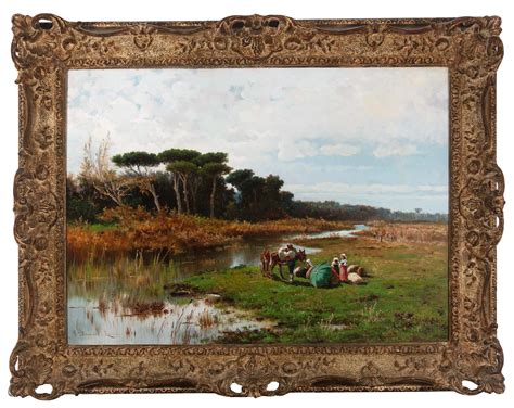 Pietro Barucci - "Italian Landscape, " Oil on Canvas Landscape, Signed ...