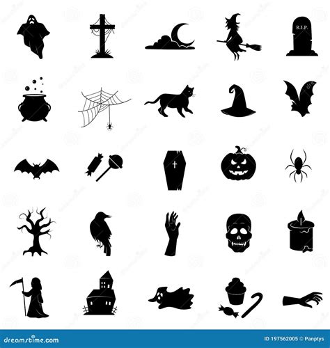 Halloween Vector Icon Set. Collection of Traditional Halloween Symbols ...