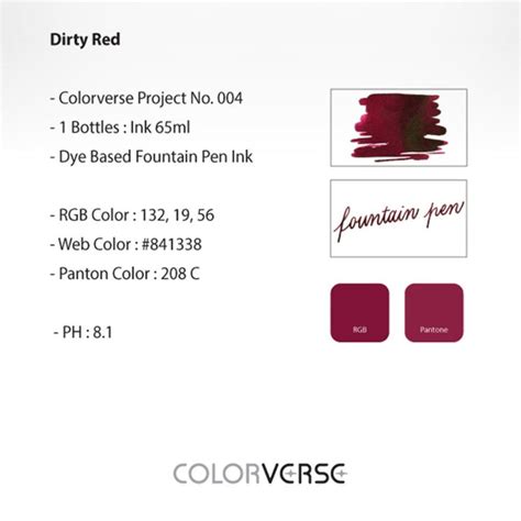 COLORVERSE, Ink Bottle - Project DIRTY RED (65ml). — SWASTIK penn
