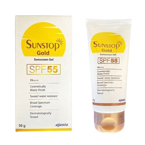 Sunstop Gold Sunscreen Gel SPF 55 PA+++, 50gm – ClickOnCare