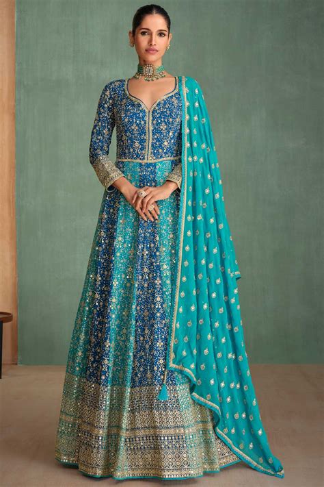 Buy Vartika Singh Glamorous Gown With Dupatta In Blue Color online from ...