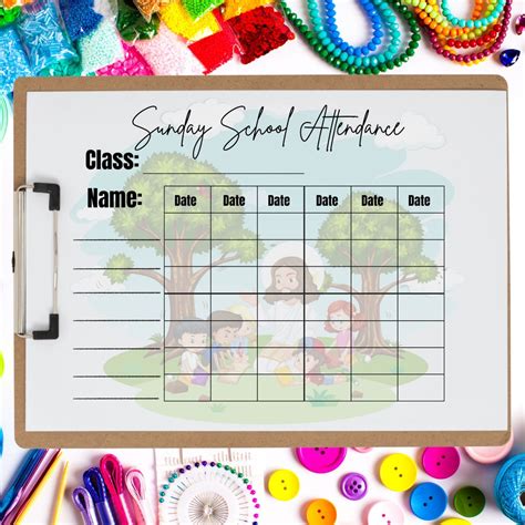 Sunday School Attendance Sheet for Childrens Church Attendance Tracker ...