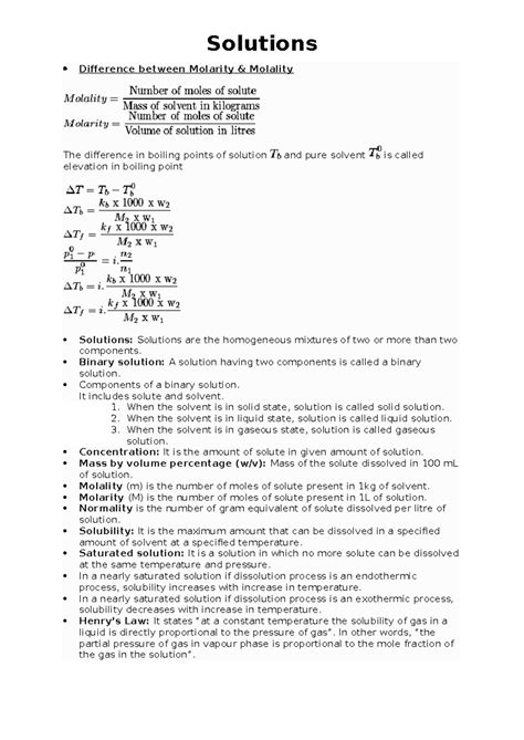 Chapter 2 Chemistry Class 12 Formula Sheet - Difference between ...