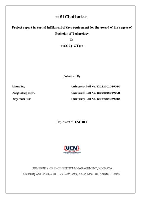 UEMK CS Project Report Format (4) - Project report in partial ...