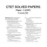 CTET CDP Solved Question Paper - 1 (31 Jan - 2021) - Child Development ...