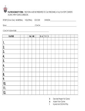 Fillable Online Player Eligibility Form Fax Email Print - pdfFiller