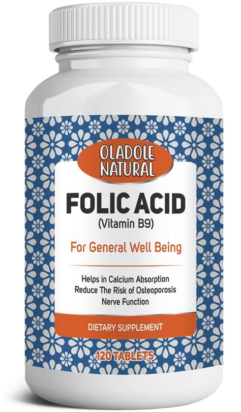 Buy Oladole Natural Folic ( B9) Supplement Folate 1000mcg 120 s for ...