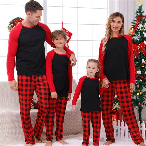 Christmas Matching Family Pajamas Black and Red Plaids DIY Custom ...