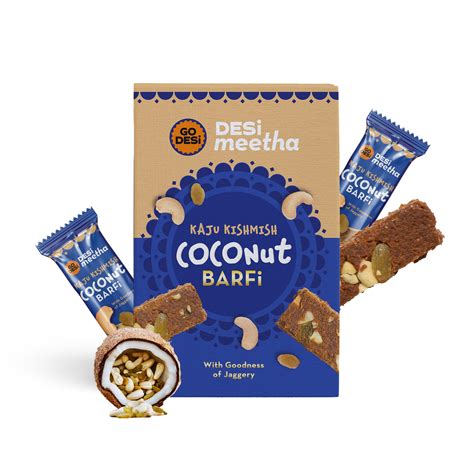 Buy GO DESi Kaju Kishmish Coconut Barfi, 420 Grams Burfi, Rakhi Gift ...
