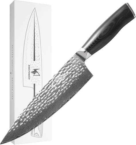 Buy Nineponder 8 '' Hammer Forged Damascus Chef Knife Black Wood Grain ...