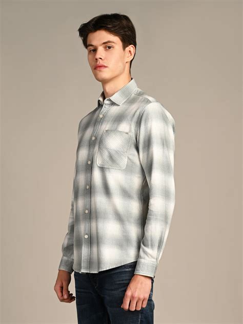 Full Sleeves Slim Fit Dusty Pista Dobby Textured Checks Shirt – Killer ...